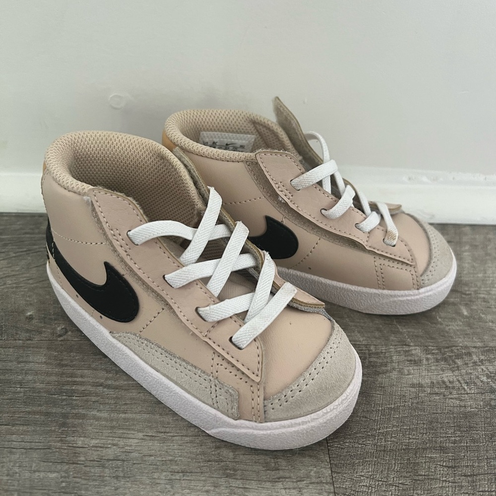 Nike Tan and Black High-Top Sneakers with Suede Finish